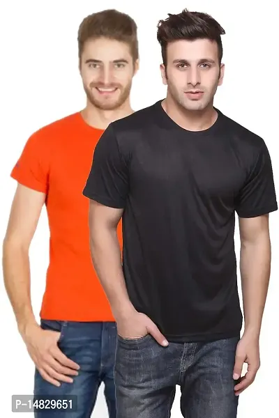 Reliable Multicoloured Cotton Blend Self Pattern Round Neck Tees For Men