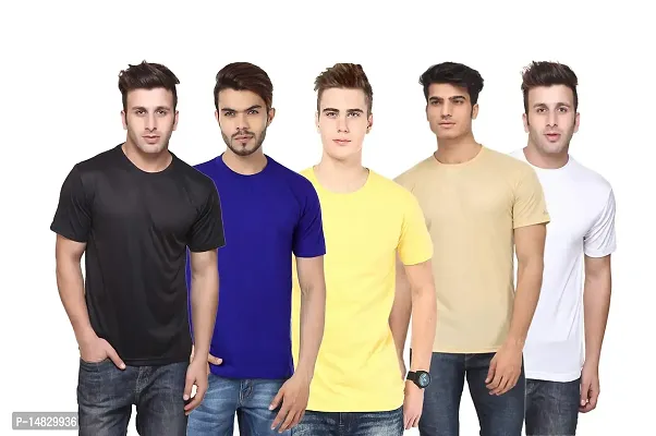 KETEX Men's Round Neck Slim fit Polyster dri - fit Tshirt (Pack of 5)-thumb0