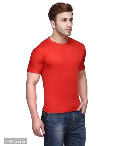 Reliable Multicoloured Cotton Blend Self Pattern Round Neck Tees For Men-thumb2