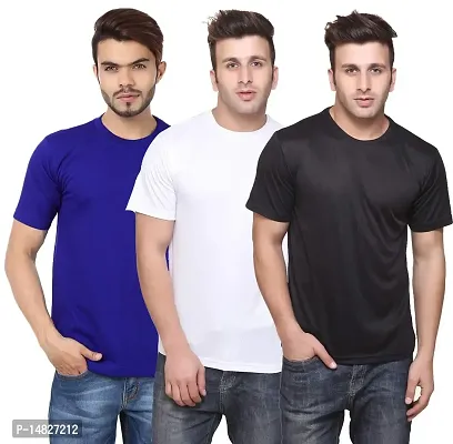 Reliable Multicoloured Cotton Blend Self Pattern Round Neck Tees For Men