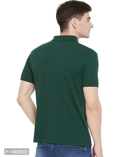 Reliable Green Cotton Blend Solid Polos For Men-thumb3