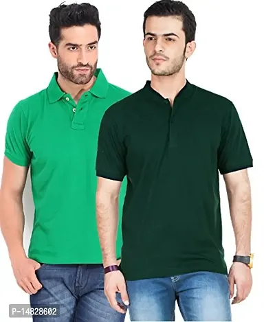 Reliable Multicoloured Cotton Blend Solid Polos For Men-thumb0