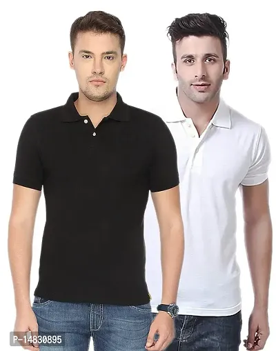 Reliable Multicoloured Cotton Blend Solid Polos For Men-thumb0