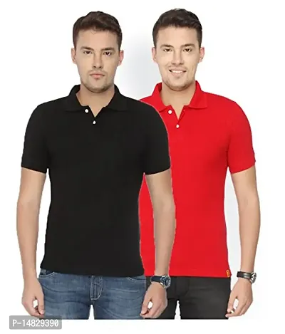 Reliable Multicoloured Cotton Blend Solid Polos For Men