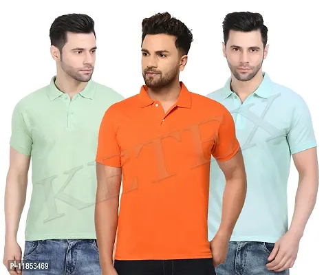 Reliable Multicoloured Cotton Blend Solid Polos For Men