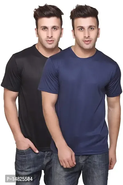 Reliable Multicoloured Cotton Blend Self Pattern Round Neck Tees For Men-thumb0