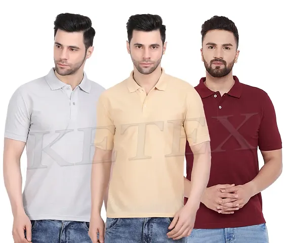 Reliable Blend Solid Polos For Men