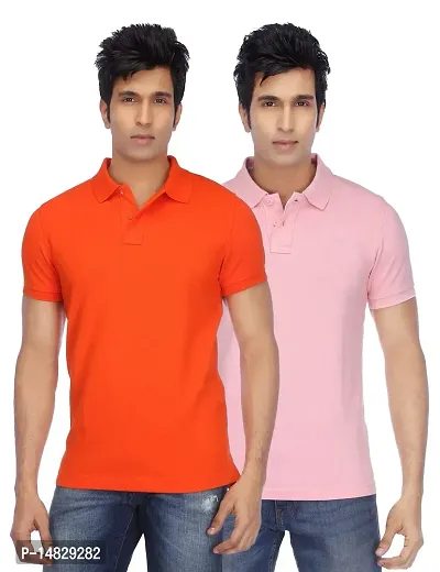 Reliable Multicoloured Cotton Blend Solid Polos For Men