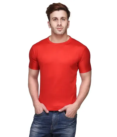 Men Blend Half Sleeves Round Neck Tees