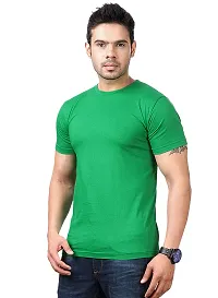 Reliable Green Polyester Blend Solid Round Neck Tees For Men-thumb1