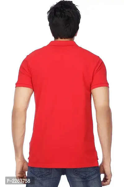 Reliable Red Cotton Blend Solid Polos For Men-thumb3
