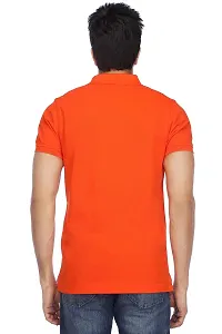 Reliable Orange Cotton Blend Solid Polos For Men-thumb2