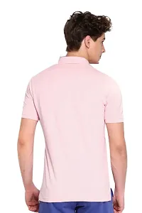 Stylish Cotton Blend Pink Solid Polos Short Sleeves For Men-thumb2