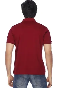 Reliable Maroon Cotton Blend Solid Polos For Men-thumb2