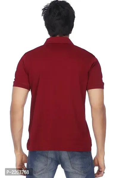 Reliable Maroon Cotton Blend Solid Polos For Men-thumb3