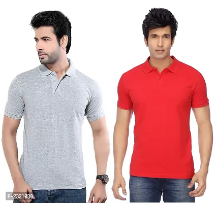 Reliable Multicoloured Polyester Blend Solid Polos For Men-thumb0