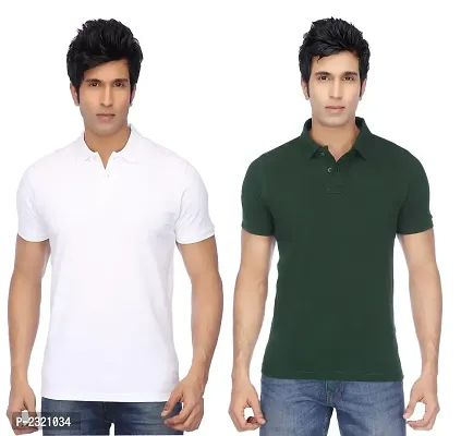 Men Multicolored Polyester Blend Slim Fit Polos T-Shirt (Pack of 2)-thumb0