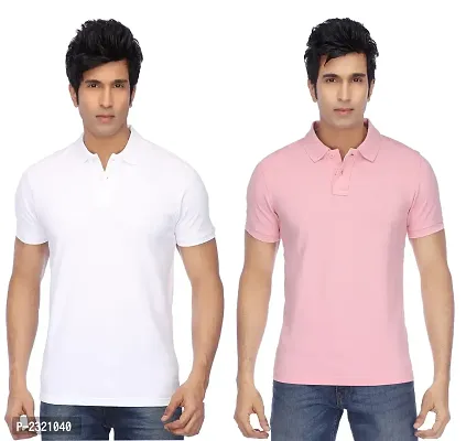 Multicoloured Cotton Blend Polos For Men