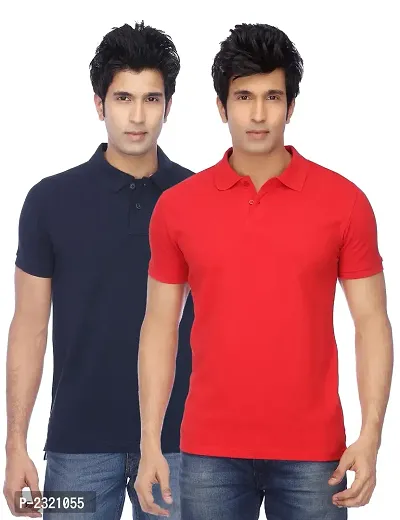 Multicoloured Cotton Blend Polos For Men-thumb0