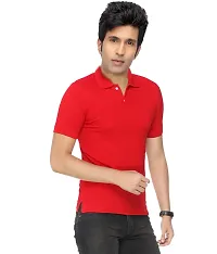 Men Multicoloured Cotton Blend Slim Fit Polos T-Shirt (Pack of 2)-thumb1