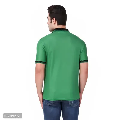 Men Green Polyester Blend Slim Fit Polo Neck T-Shirt-thumb3