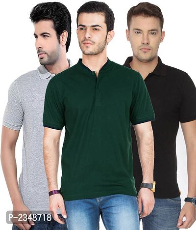 Reliable Multicoloured Polyester Blend Solid Polos For Men-thumb0