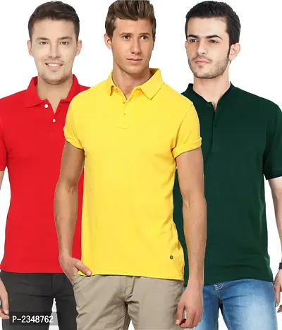 Multicoloured Cotton Blend Polos For Men