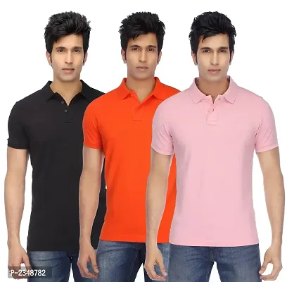 Reliable Multicoloured Polyester Blend Solid Polos For Men