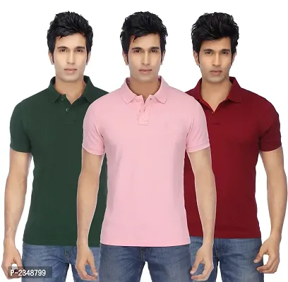 Reliable Multicoloured Polyester Blend Solid Polos For Men