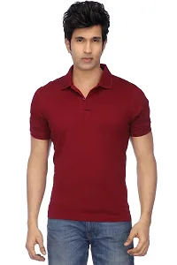 Reliable Multicoloured Polyester Blend Solid Polos For Men-thumb3