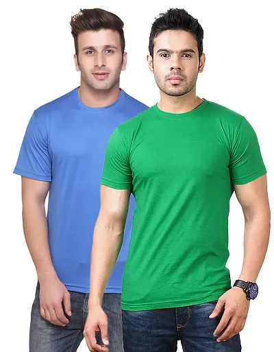 Men's Multicoloured Polyester Blend Solid Polo T Shirt Pack of 2