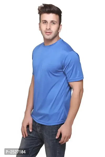 Reliable Multicoloured Polyester Blend Solid Round Neck Tees For Men-thumb2