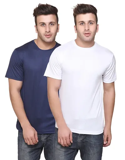 Men's Multicoloured Cotton Blend T Shirt Pack of 2