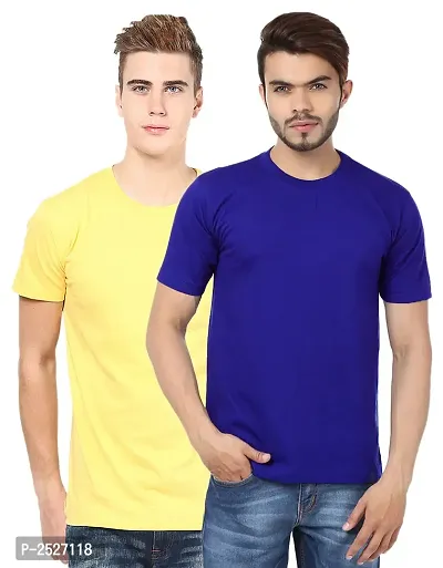 Reliable Multicoloured Polyester Blend Solid Round Neck Tees For Men-thumb0