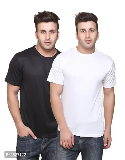 Multicoloured Polyester Blend Round Neck Dri-Fit T-Shirt (Pack Of 2)-thumb0