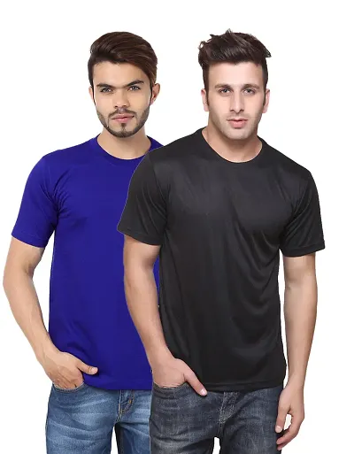 Pack Of 2 Solid Polyester Blend T-Shirts