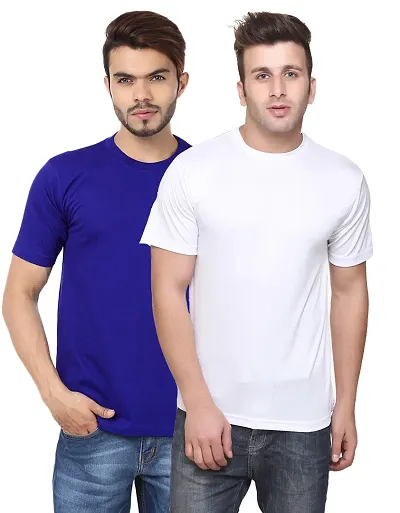 Men's Multicoloured Cotton Blend T Shirt pack of 2
