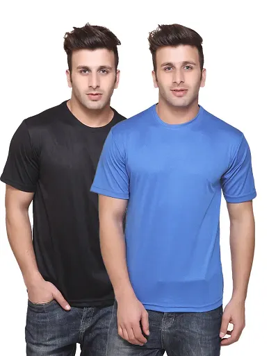 Pack Of 2 Solid Polyester Blend T-shirts