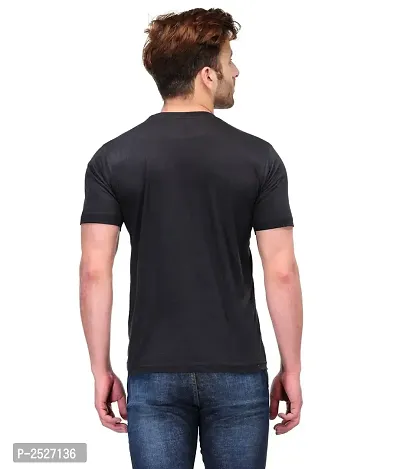 Reliable Multicoloured Polyester Blend Solid Round Neck Tees For Men-thumb3