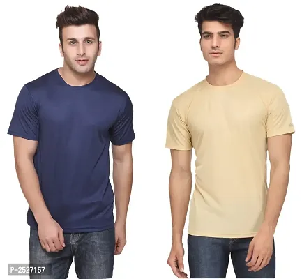 Men Multicolored Polyester Blend Round Neck Dri-Fit T-Shirt (Pack Of 2)
