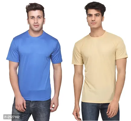 Men Multicolored Polyester Blend Round Neck Dri-Fit T-Shirt (Pack Of 2)-thumb0