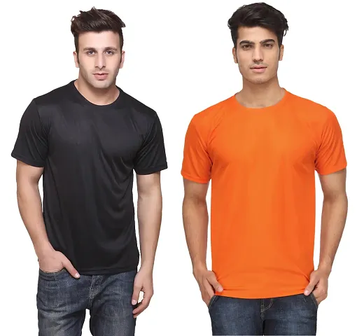 Men's Multicoloured Cotton Blend T Shirt Pack of 2