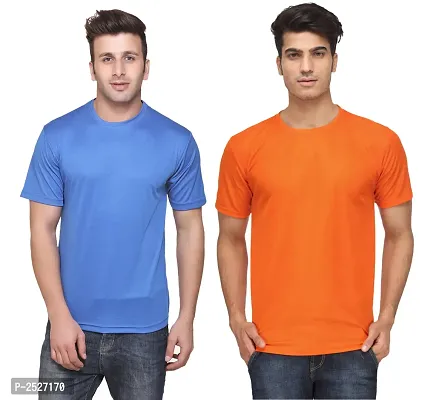 Men Multicolored Polyester Blend Round Neck Dri-Fit T-Shirt (Pack Of 2)-thumb0