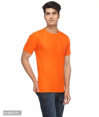 Reliable Multicoloured Polyester Blend Solid Round Neck Tees For Men-thumb2