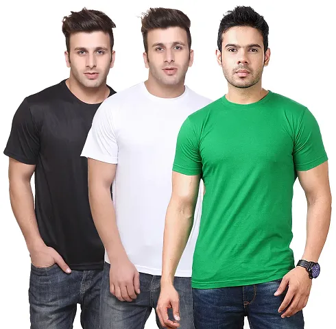 Multicolored Polyester Blend Round Neck Dry-Fit T-Shirt Combo
