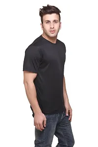 Reliable Multicoloured Polyester Blend Solid Round Neck Tees For Men-thumb1