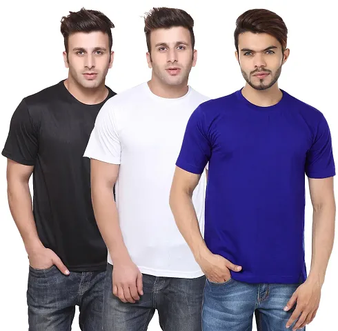 Pack Of 3 Solid Polyester Blend T-Shirts