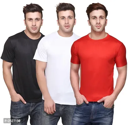 Men Multicolored Polyester Blend Round Neck Dri-Fit T-Shirt (Pack Of 3)-thumb0