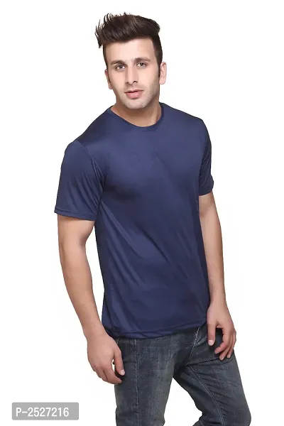 Reliable Multicoloured Polyester Blend Solid Round Neck Tees For Men-thumb2