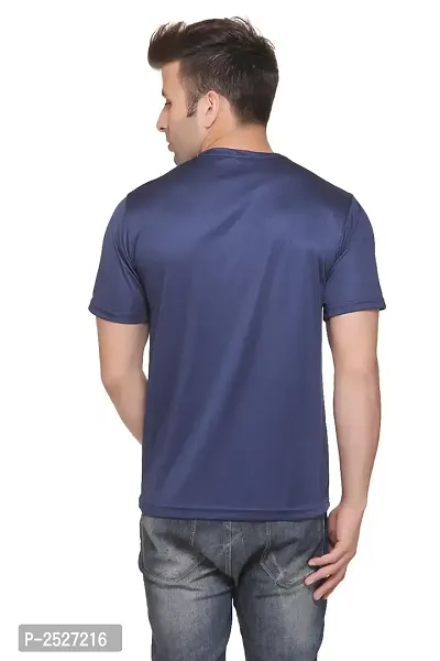 Reliable Multicoloured Polyester Blend Solid Round Neck Tees For Men-thumb3